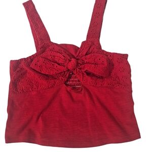 Zara Girls Red Sleeveless Eyelet Crop Top Size 10